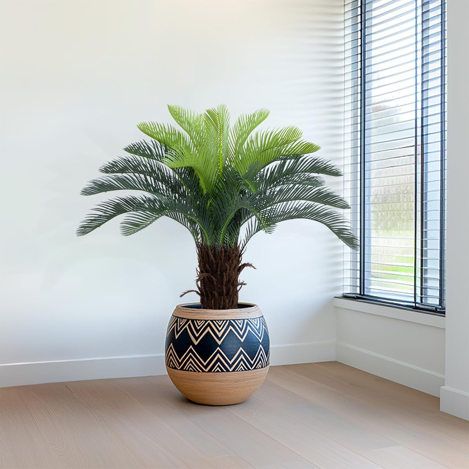 Lifelike 3Ft UV Resistant Faux Sago Palm Tree for Home & Patio Decor