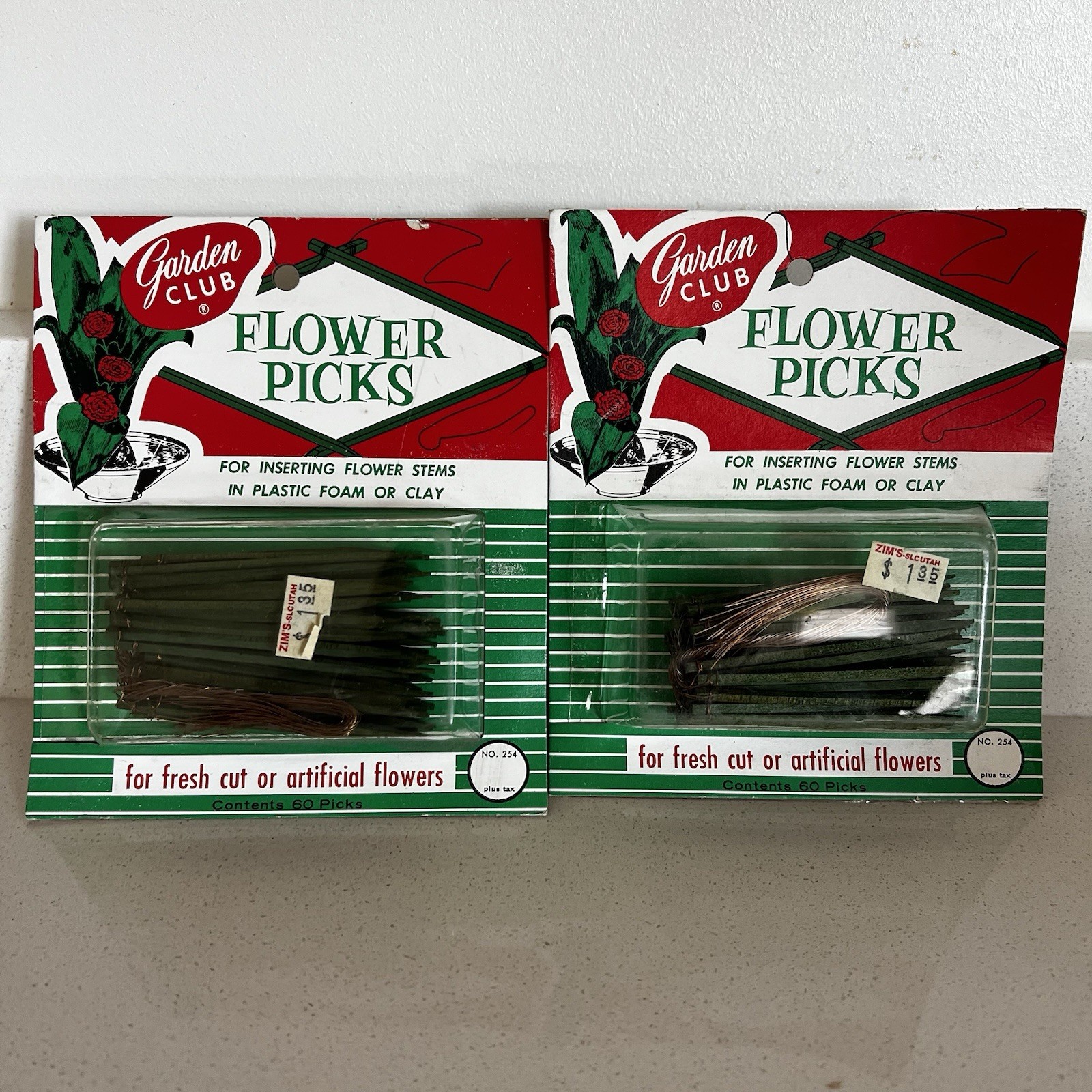 Vintage Florist Flower Picks Green Floral Wire Picks 2 Packs Craft Supplies