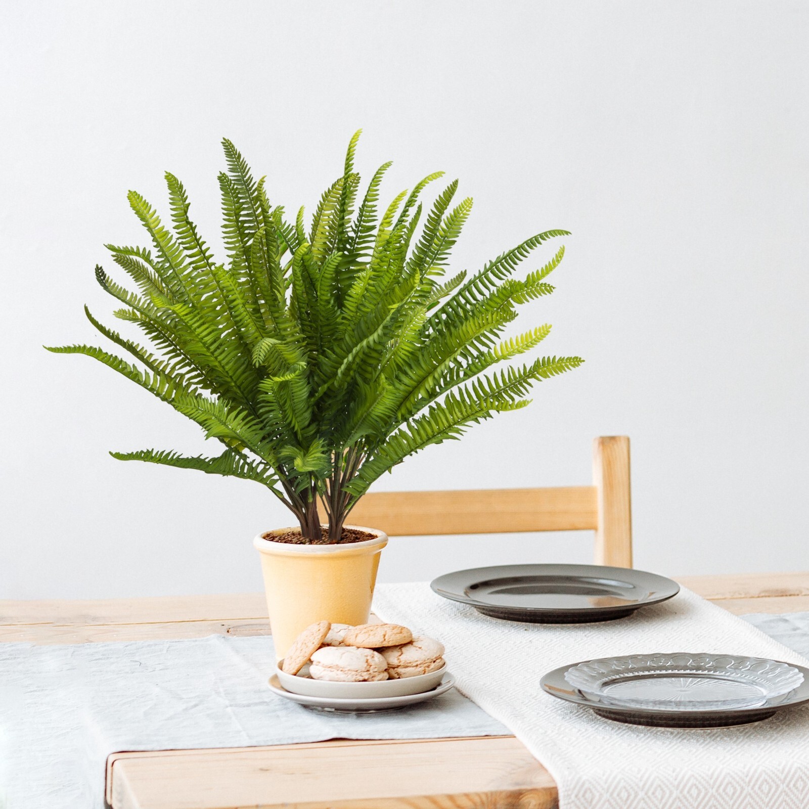 Boston Ferns Artificial Plants Bulk UV-Resistant Indoor Outdoor Decor, 4pcs
