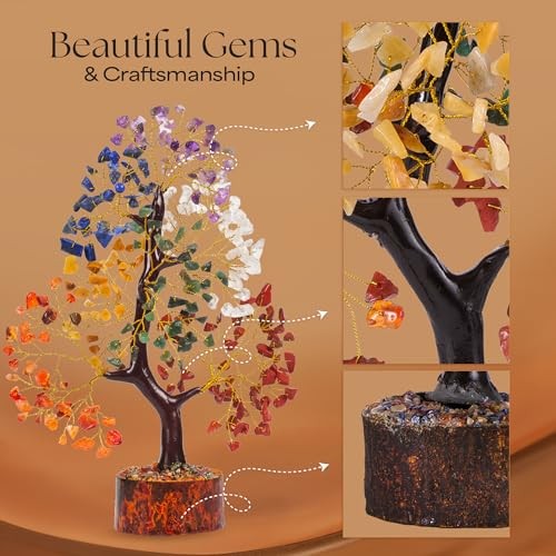 Seven Chakra Gemstone Tree with Chakra Pyramids, Crystal Tree, Seven Chakra C12