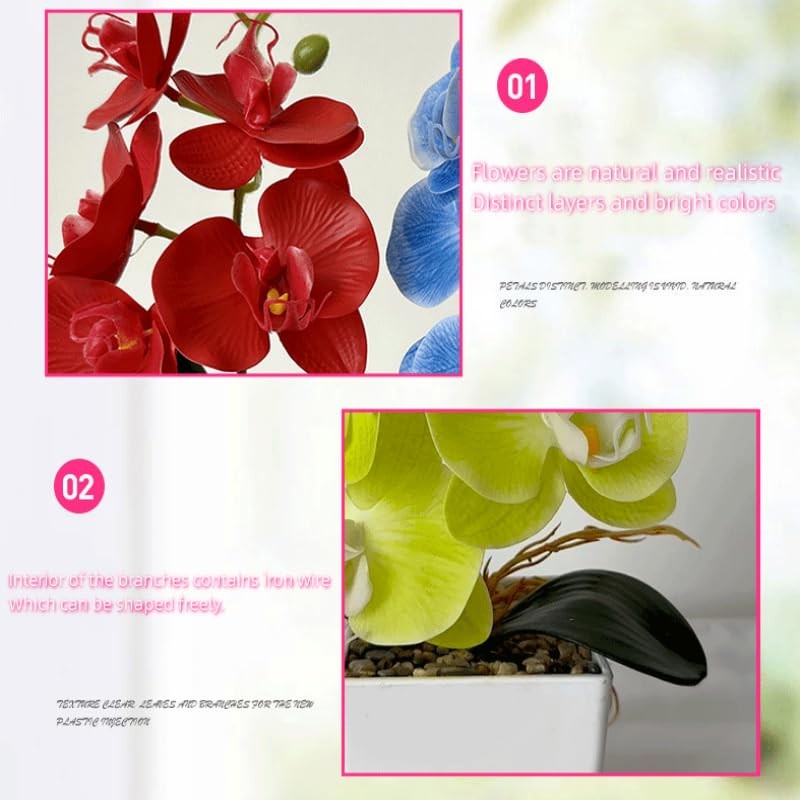2 Pack Artificial Orchid Flowers with Vase,10 Inches Artificial Plant Bonsai …