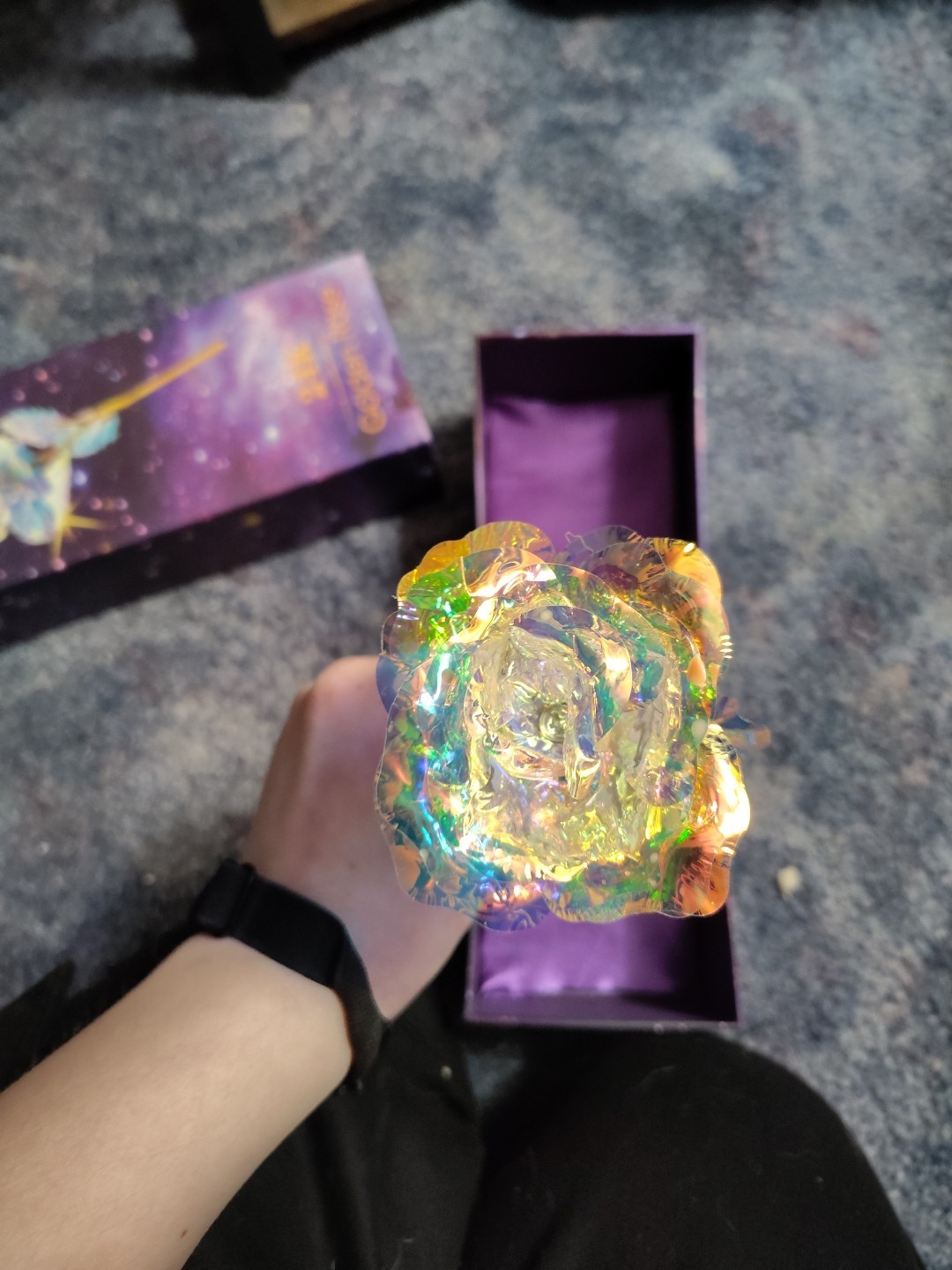 24K Gold Plated Galaxy Rose Artificial Forever Rose In Original Box