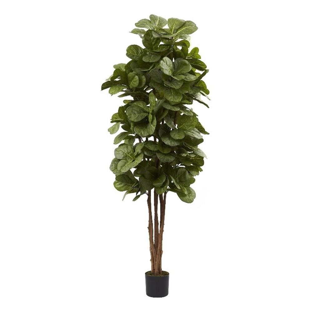 Nearly Natural 72″ Fiddle Leaf Fig Tree with Several Trunks in Green/Black