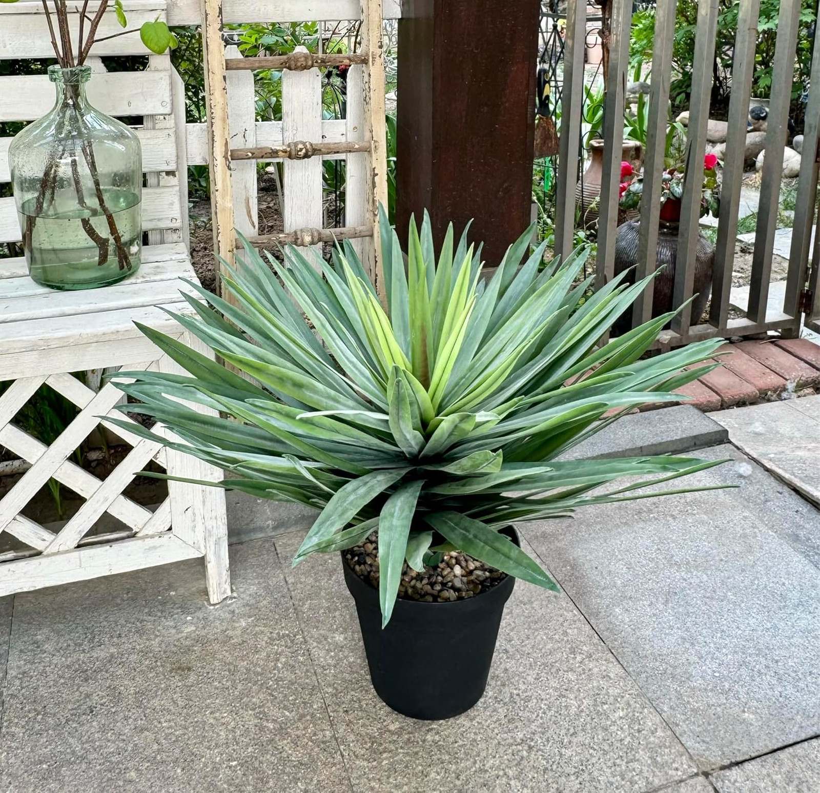 Artificial Agave Plant in Black Pot with 126 Realistic Leaves for Indoor Outdoor