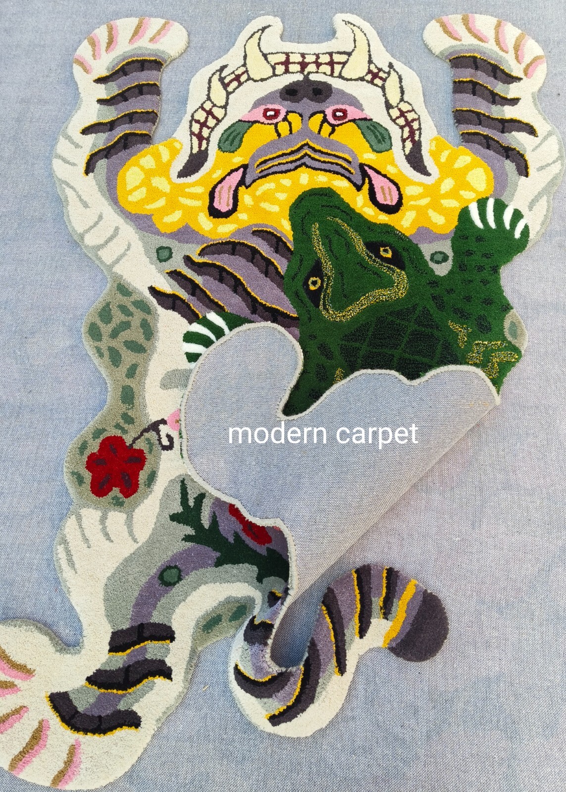 Tibetan Tiger Rugs 3×5 Feet Handmade 100% Woolen Hand Tufted For Home Decoration