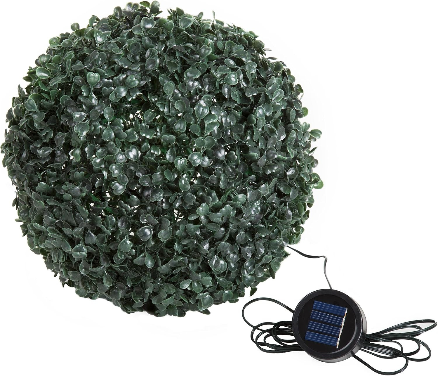 Boxwood Plant – 11In Faux Outdoor Topiary Pre-Lit with Solar Leds – Artificial B