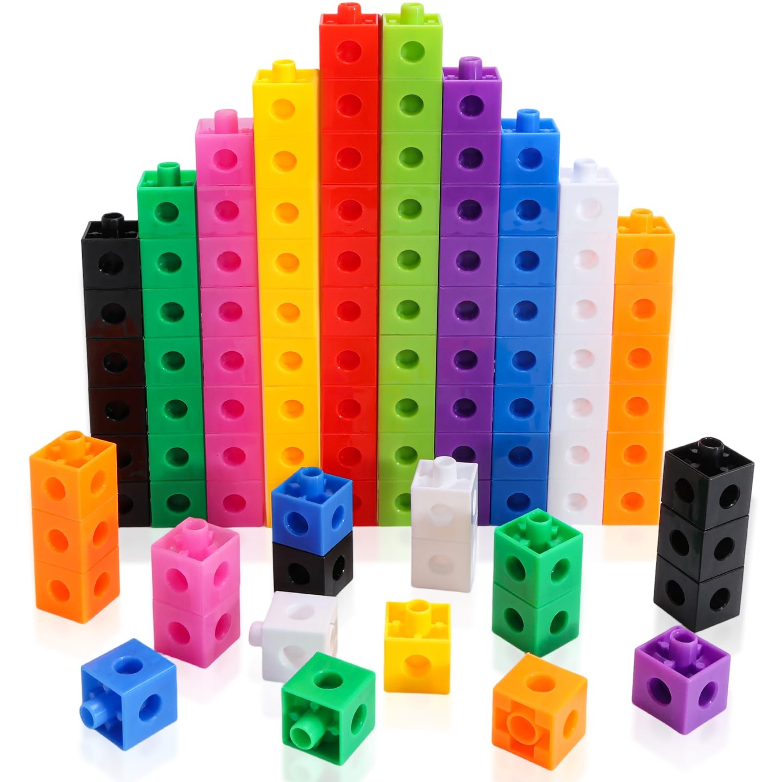 100 Pcs Math Linking Cubes – 10 Colors Connecting Counting Multicolor