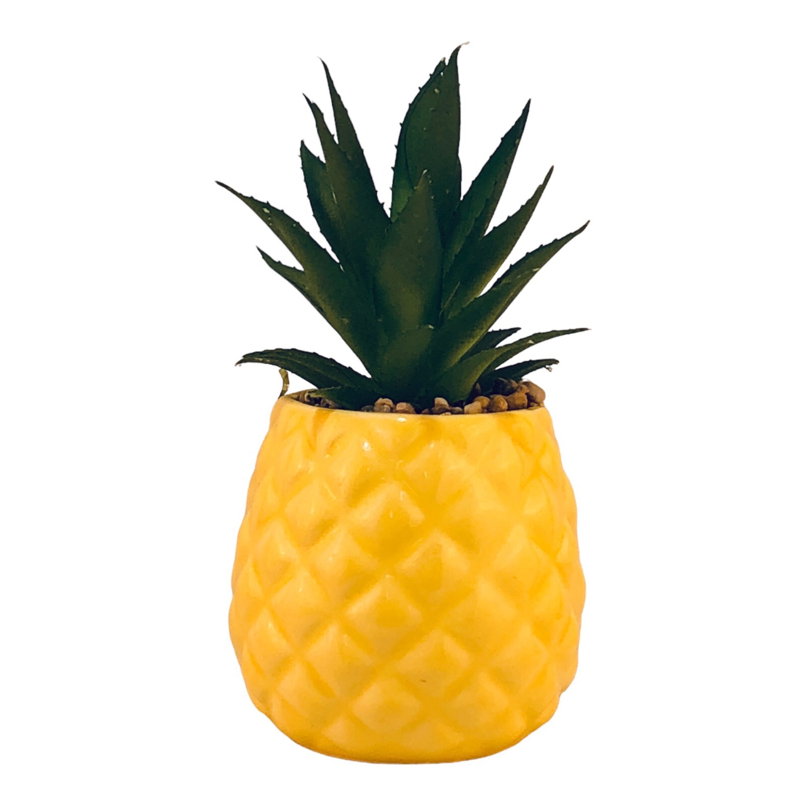 Ceramic Potted Artificial Succulent 7.5″ Faux Plants Pineapple Ananas Yellow