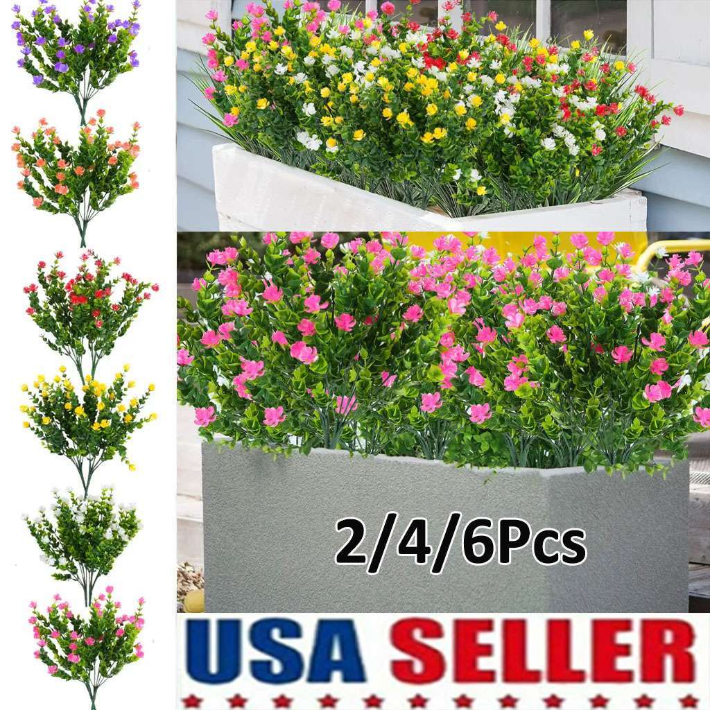 Artificial Flowers Fake Indoor Outdoor UV Resistant Boxwood Plants Shrubs Decor