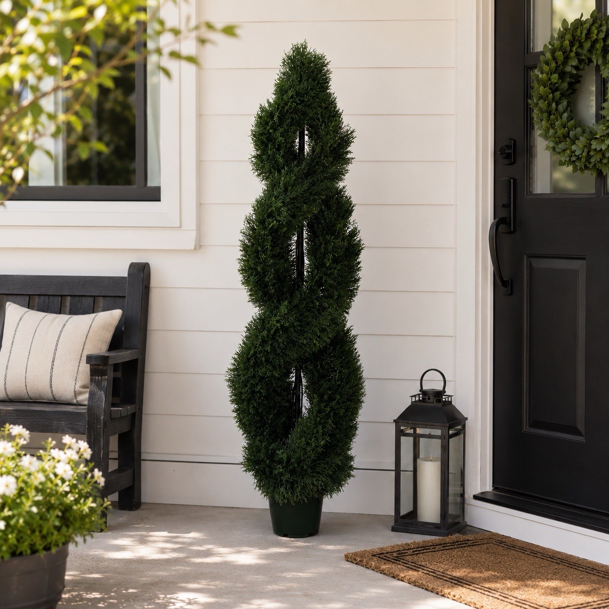 5’ Artificial Cedar Cypress Spiral Topiary Tree UV (Indoor/Outdoor).Retail $332