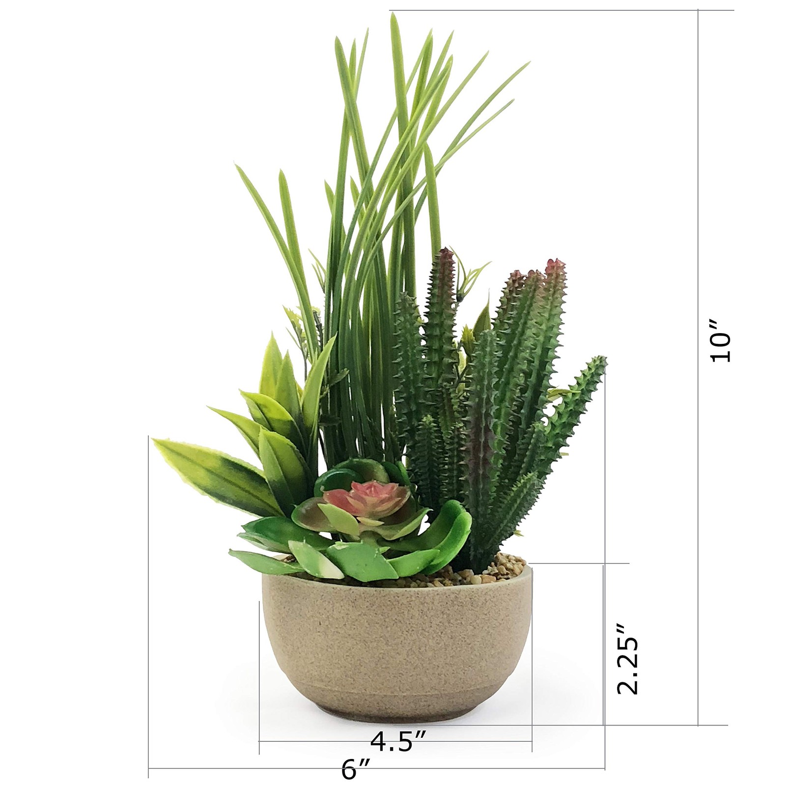Small Desktop Artificial Combination Succulent Plant Group with Natural Clay Pot