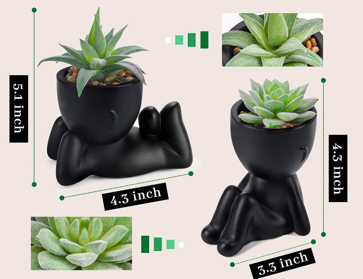 Set of 2 Fake Plants Artificial Succulent Plants for Office Desk Accessories …