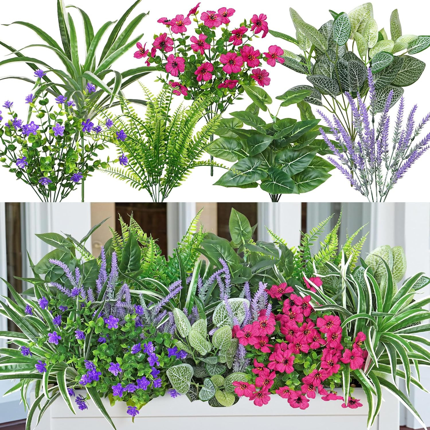 20 UV Resistant Artificial Plants – Faux Greenery for Outdoor Decor