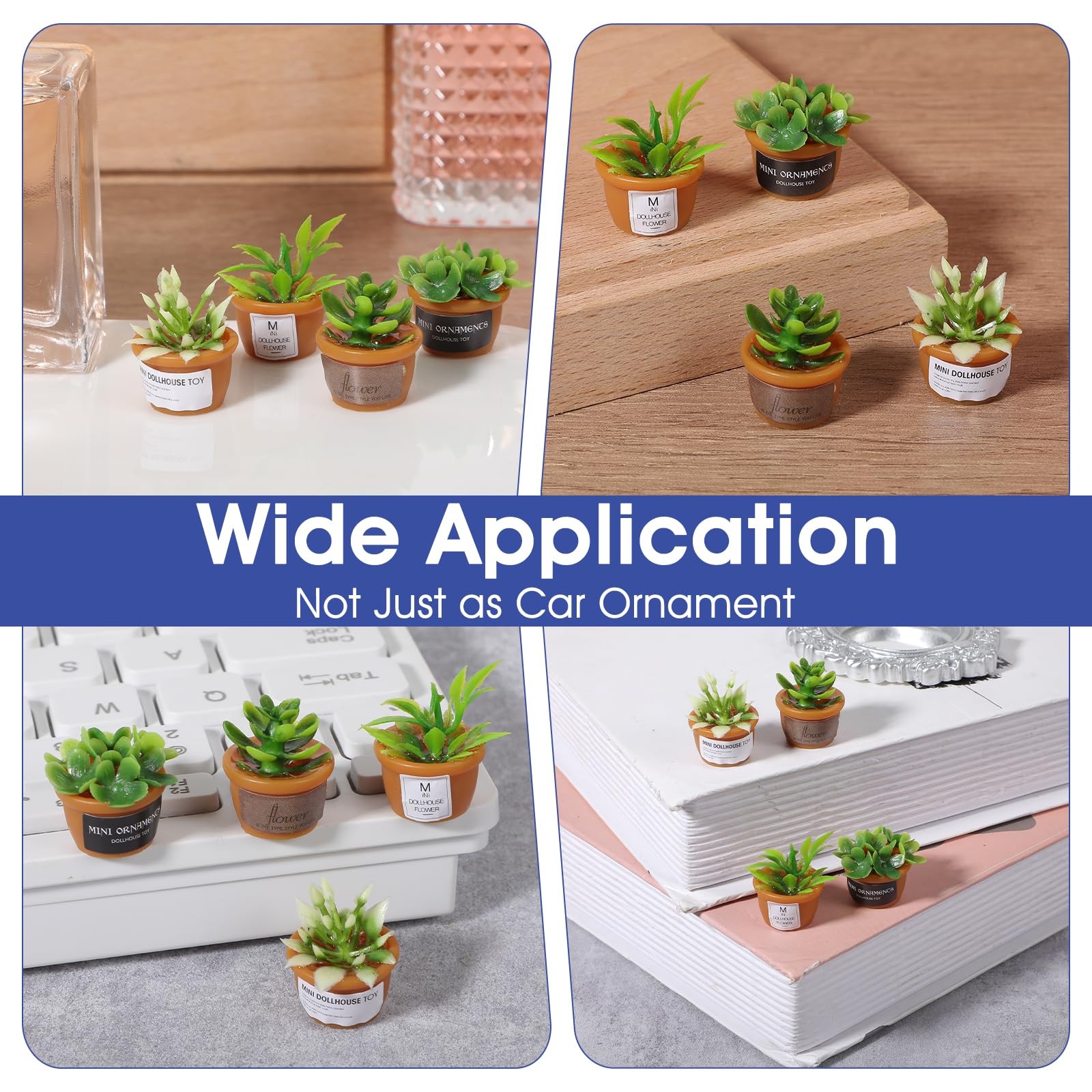 Mini Car Plant Decor,4Pcs Cute Succulent Dashboard Decorations Mini Succulent