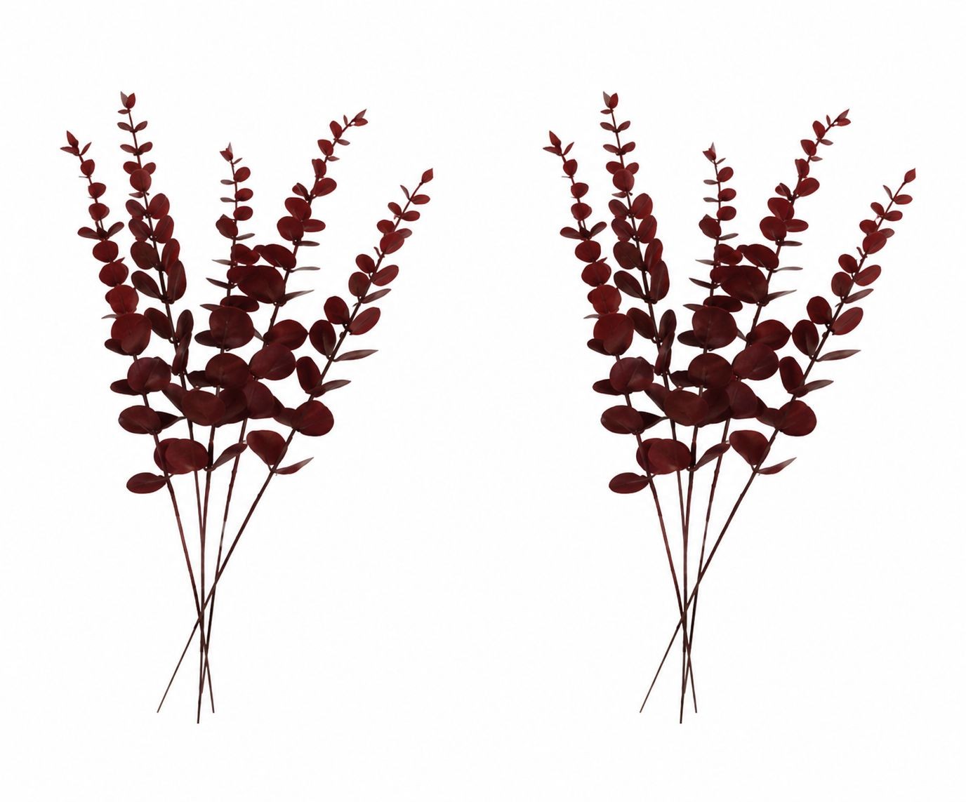 Burgundy Eucalyptus Stems Set of 10 Faux Eucalyptus Branches Dark Red Greenery F