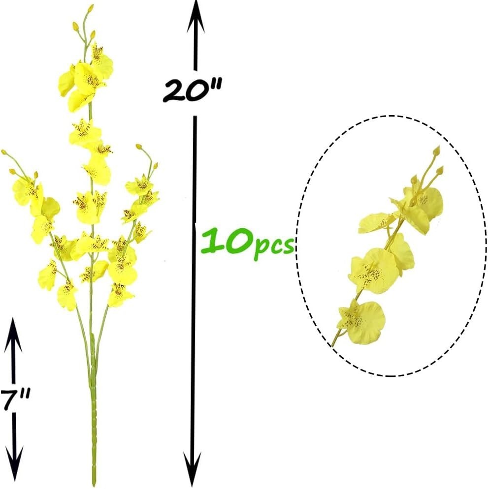 Artificial Orchid Flowers Bulk Pack 10 Pcs 20 Inches for Weddings