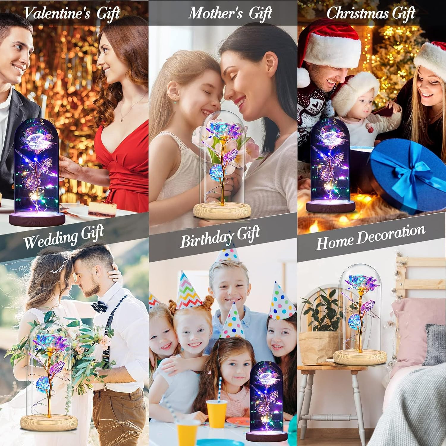 LED Light Eternal Rose Flower In Glass Dome For Him/Her