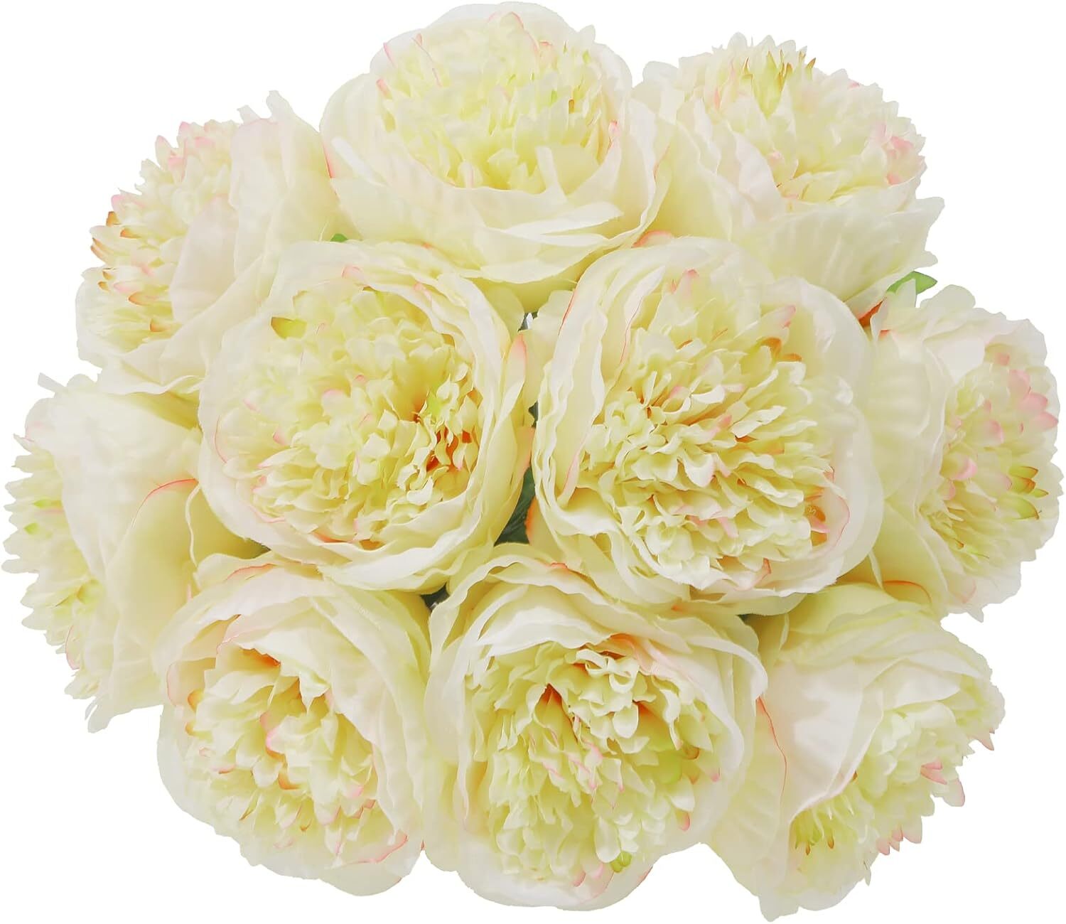2 bunches of 10 artificial peony silk flowers Party Decoration (milky white)