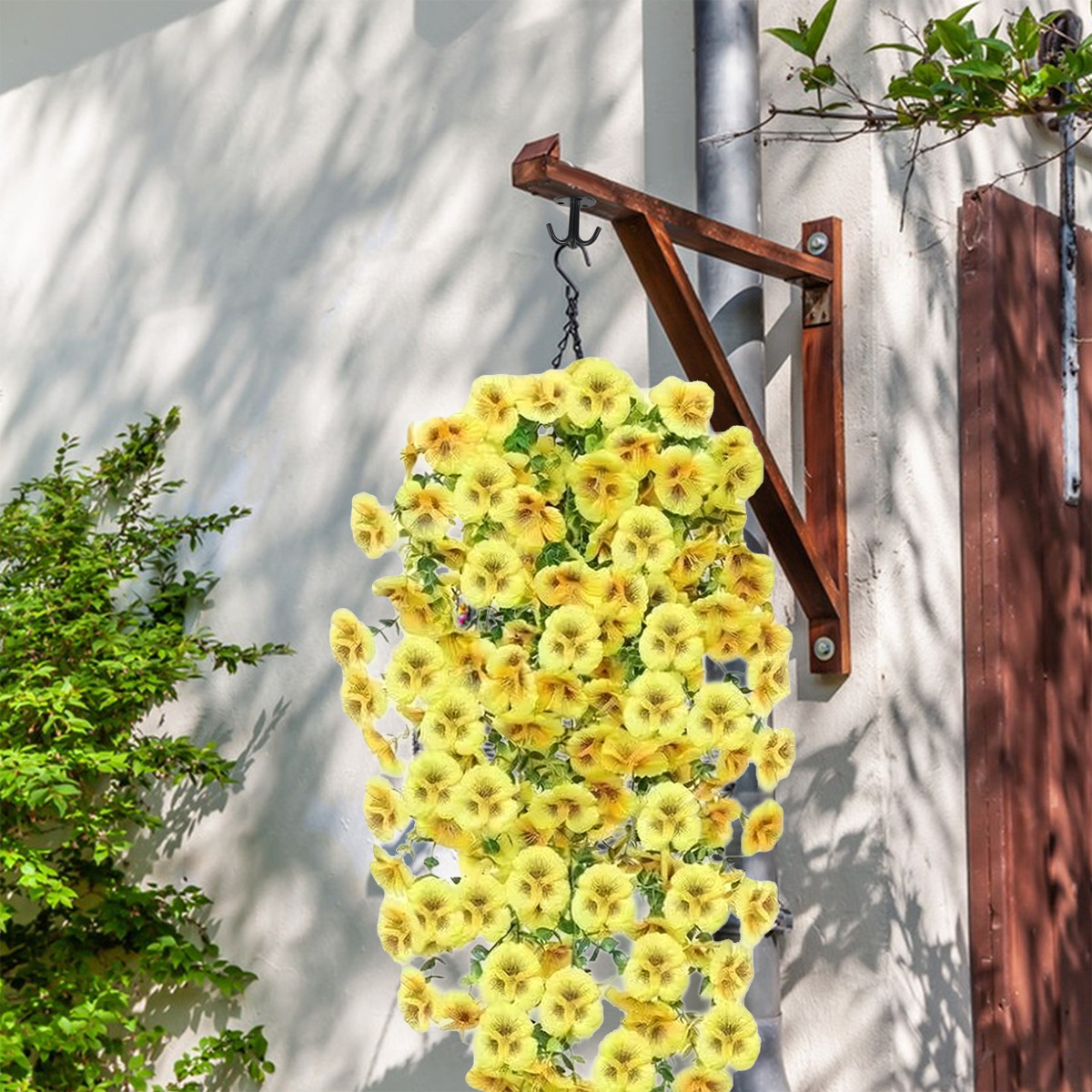 4Pcs Artificial Hanging Flowers Faux Silk Moth Orchid for Outdoor Indoor Decor
