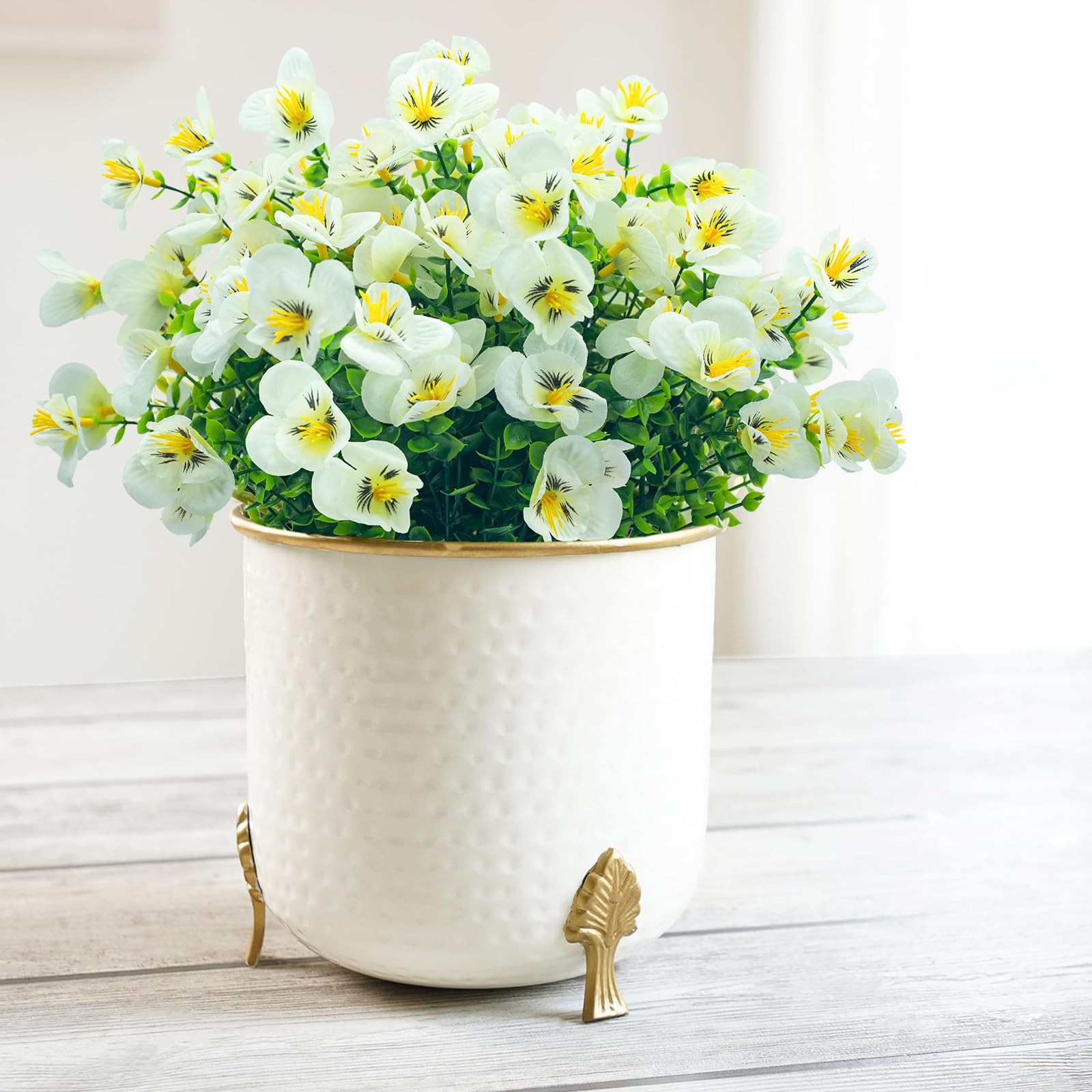 Artificial Flowers for Outdoor,8 Bundles UV Resistant Fake Flowers Faux Plast…