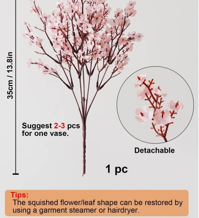 6pcs Plastic Artificial Flower Bouquet, Cherry Blossoms Artificial Flowers Baby’