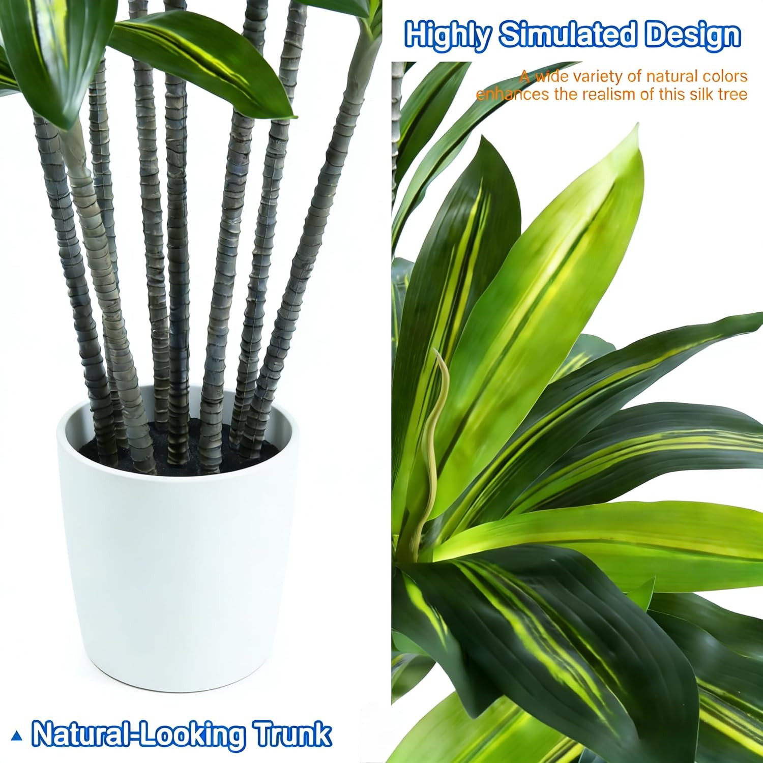 6FT Artificial Dracaena Tree in White Pot – Perfect for Home & Office Decor