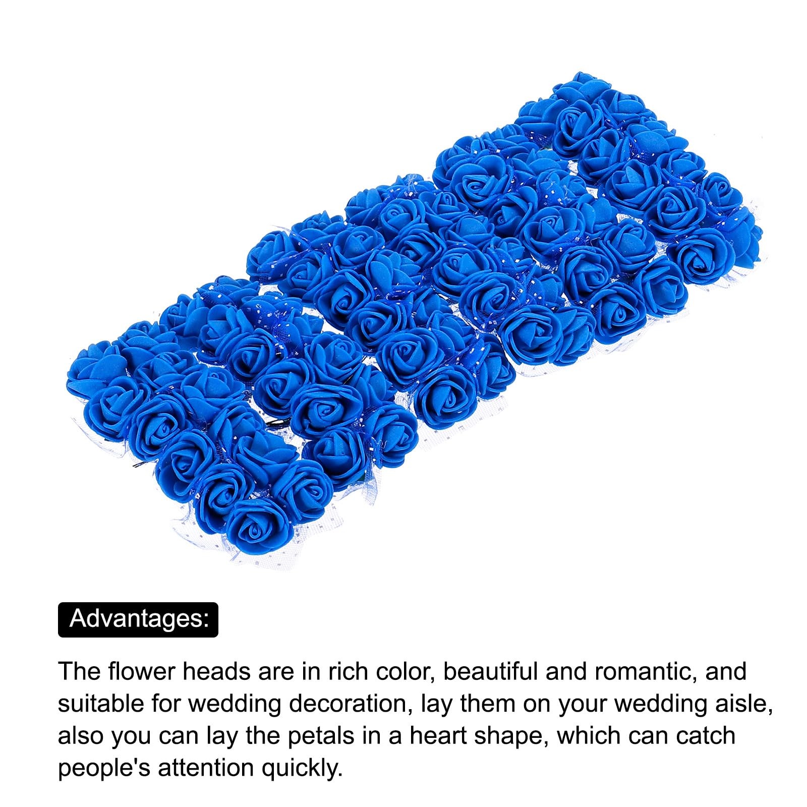 144 PCS 1 Inch Bright Blue Mini Artificial Rose Flower Heads for DIY Crafts