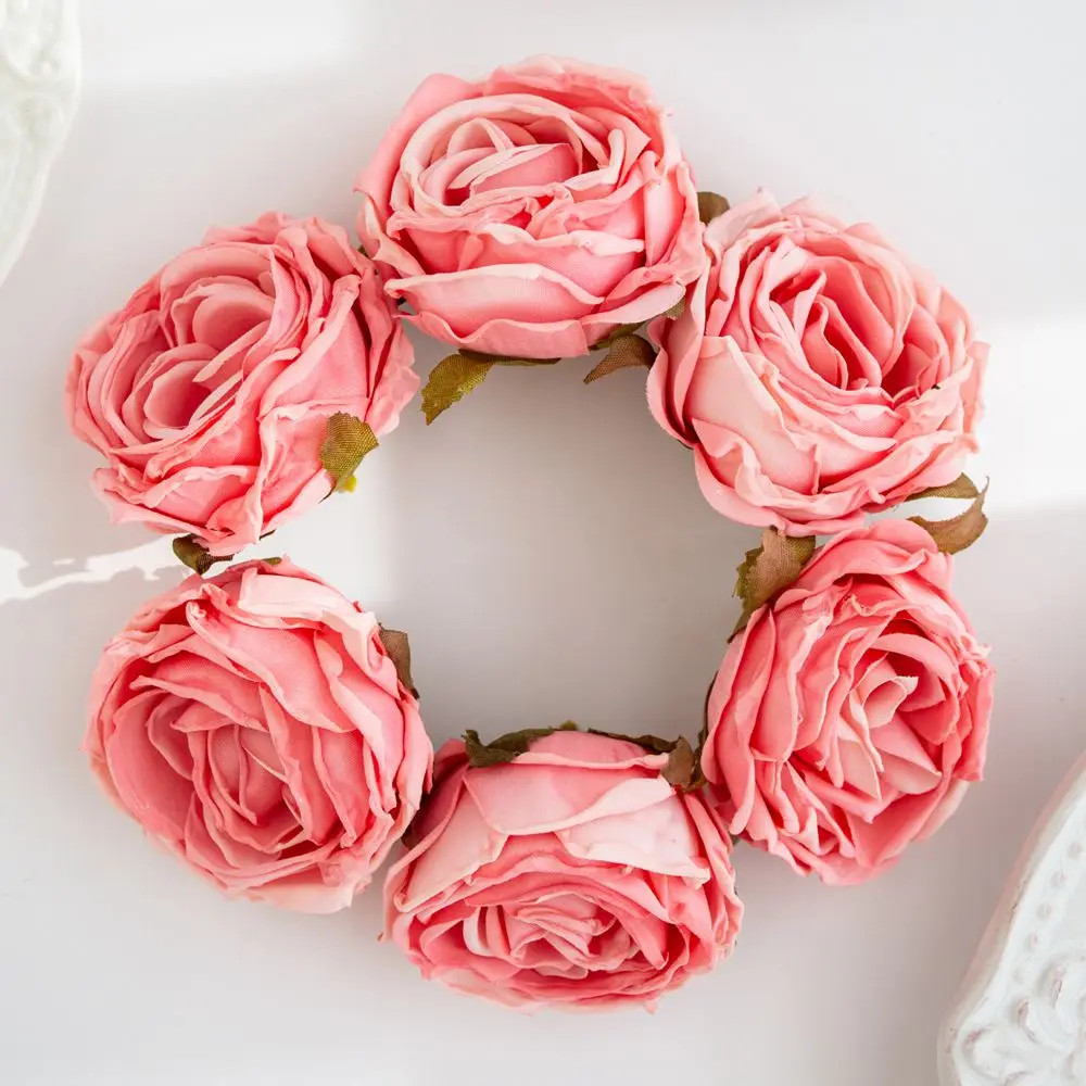 Artificial Burned Edge Rose Floral Bouquet For Wedding Home Garden Party Wreath