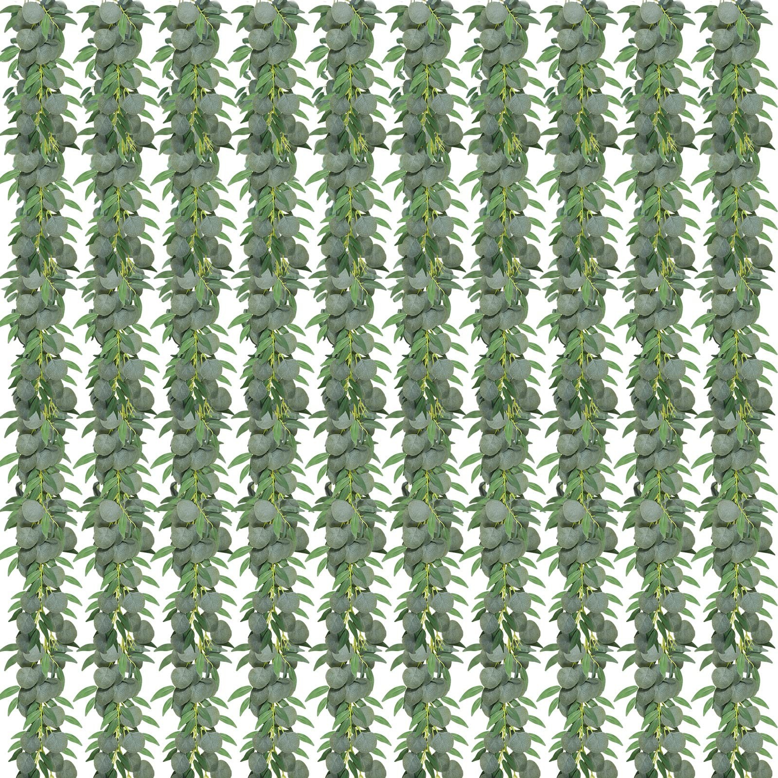 10 Pack Artificial Eucalyptus Garland with Willow Leaves 6.4 ft Artificial Gr…