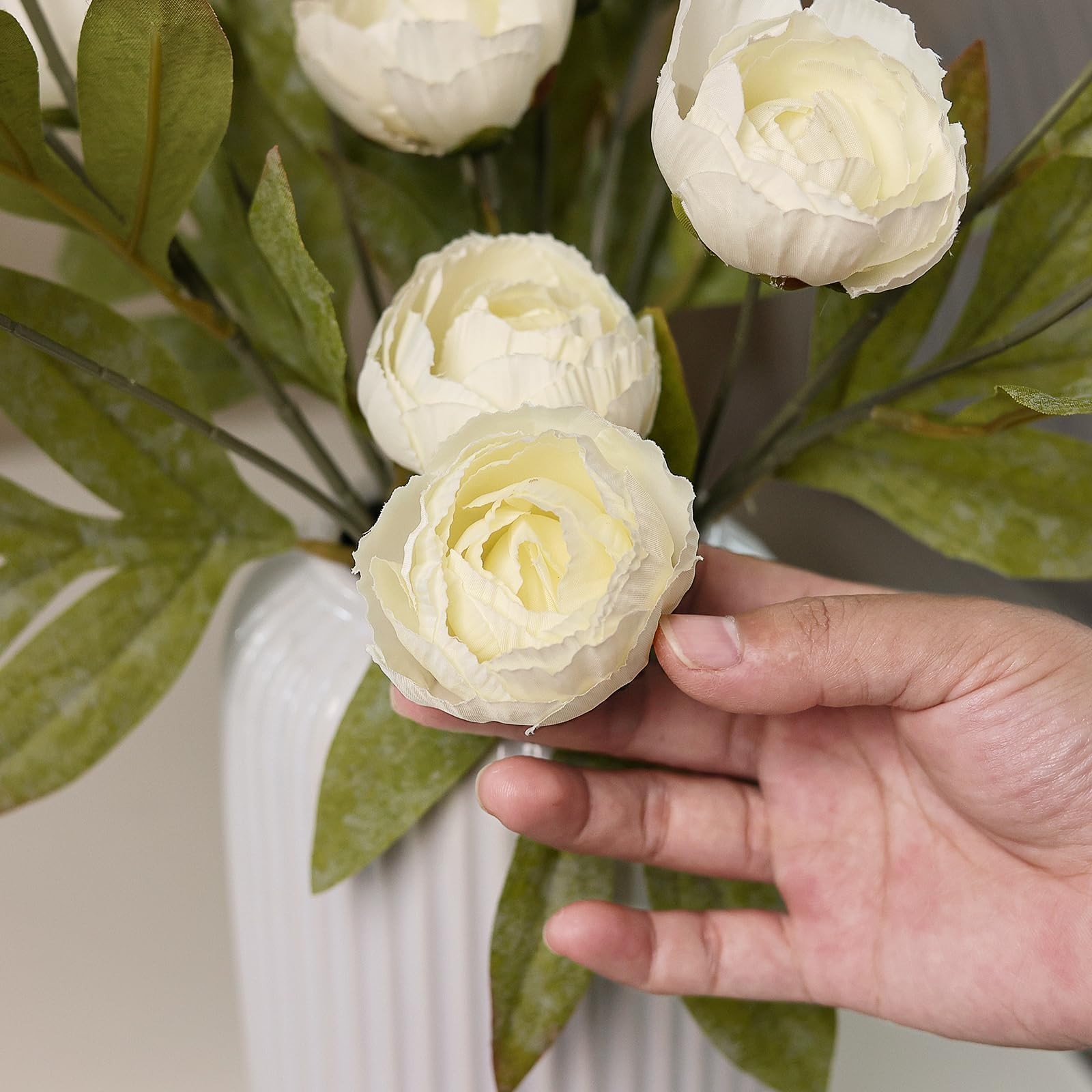 6 Pcs Faux Silk Peony Artificial Flowers for Vase -27″, Bulk Fake Peonies Bra…