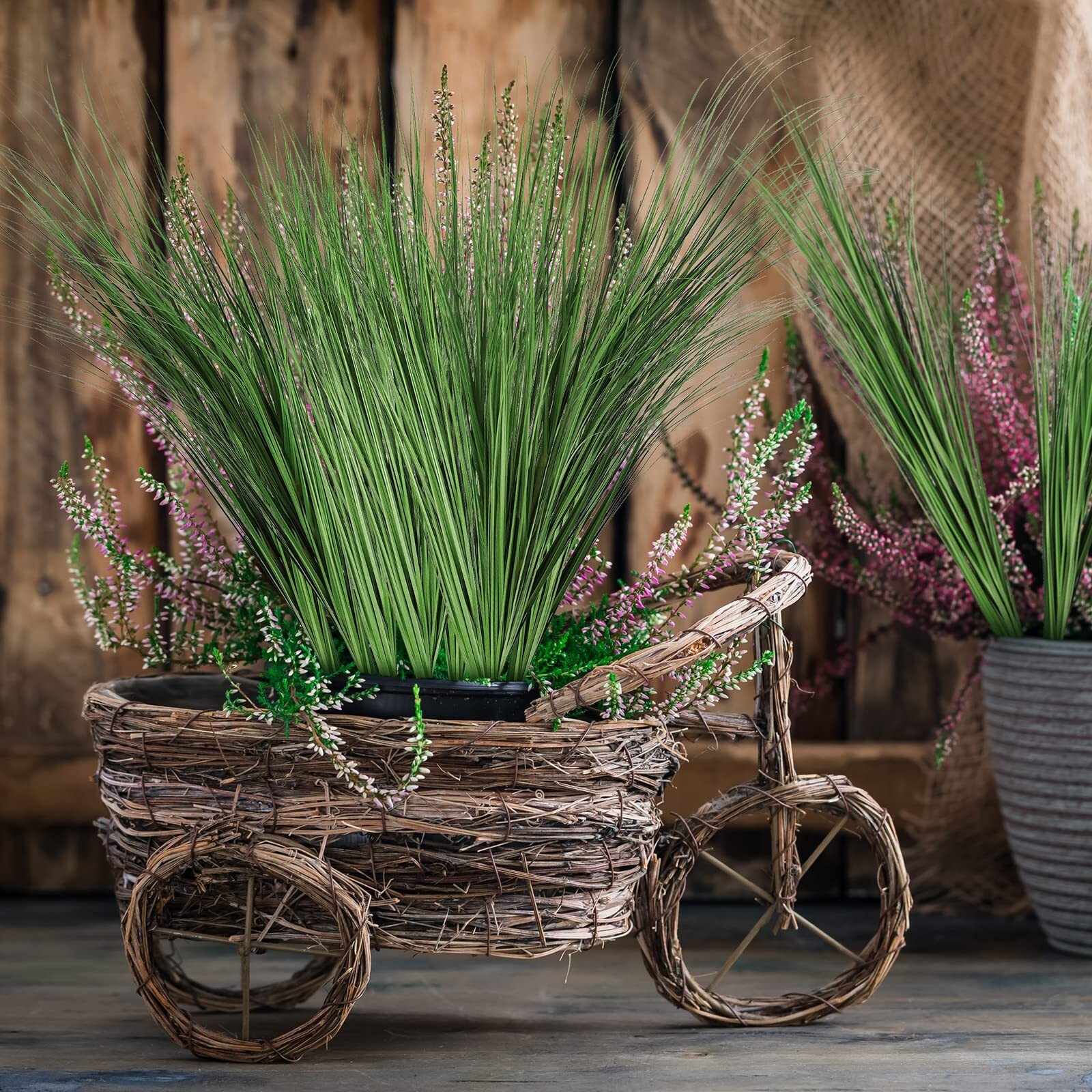 Tigeen 12 Pcs Artificial Plants Tall Onion Grass 33 Inch Greenery UV Resistan…