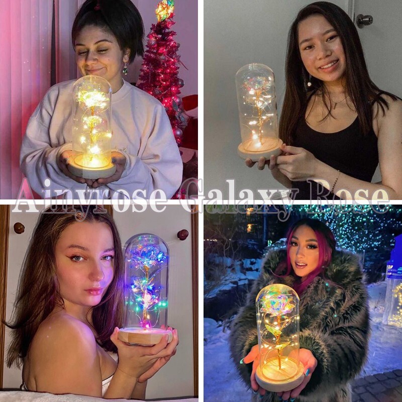 Valentine Gift Beauty And The Beast Preserved Roses In Glass Women Girls.