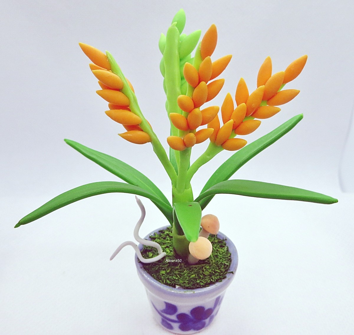 4″H Clay Handcrafted Miniature Oryza Sativa Plant Arranged in pot | Us Stock