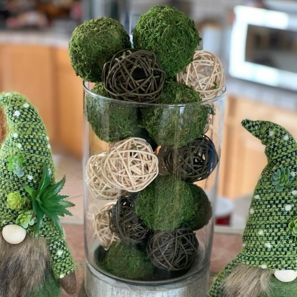 Large Decorative Moss Balls, 8 Pcs 3.5″ Green Dried Moss Spheres Ball, Greenery