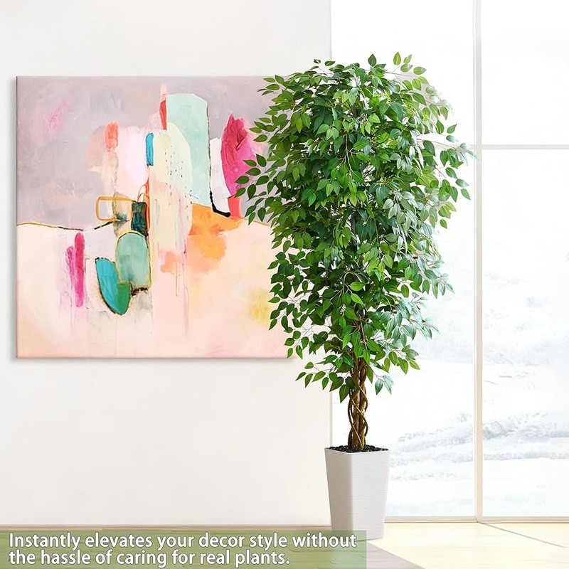 Ultra-Realistic Indoor Ficus Tree W/ Decorative Pot Home & Office Decor New