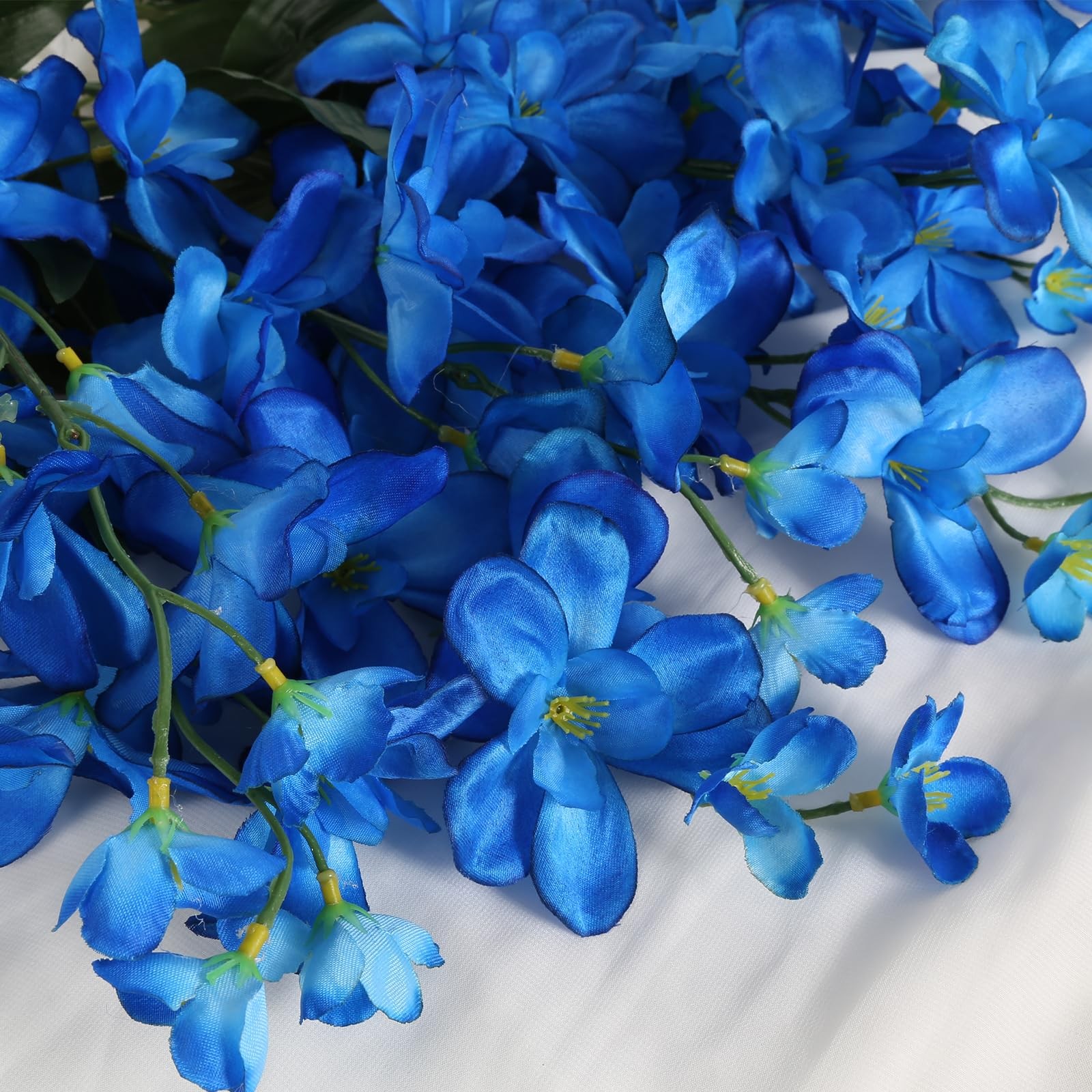 10 PCS Blue Artificial Orchids Silk Fake Flowers 27 Inches Faux Plant Wedding