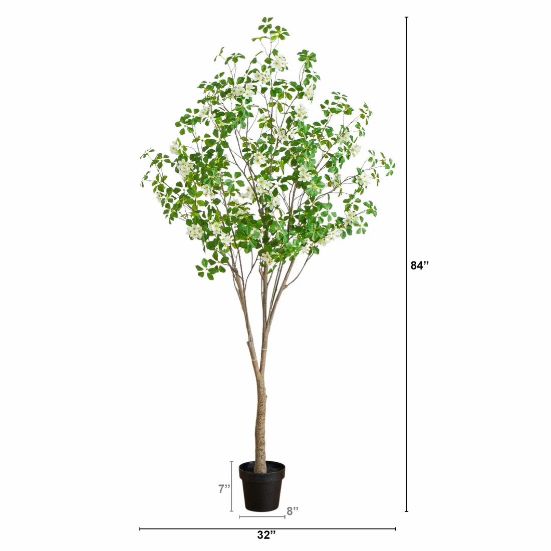 Artificial Dogwood Flowering Tree, Green/White 84″ Houseplant Decor
