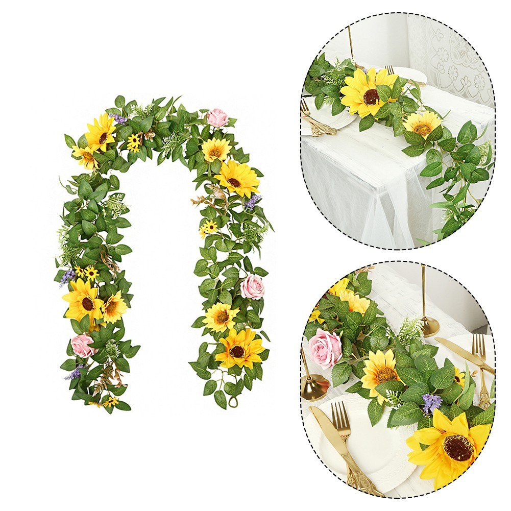 Artificial Rattan Vine with Sunflowers 2 Meter for Various Indoor Outdoor Decor
