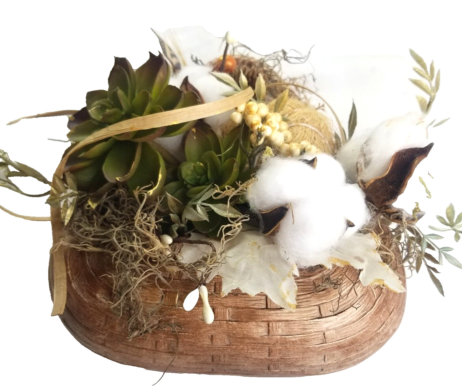 Wall Pocket ceramic basket Fall Flowers 9 x 7″