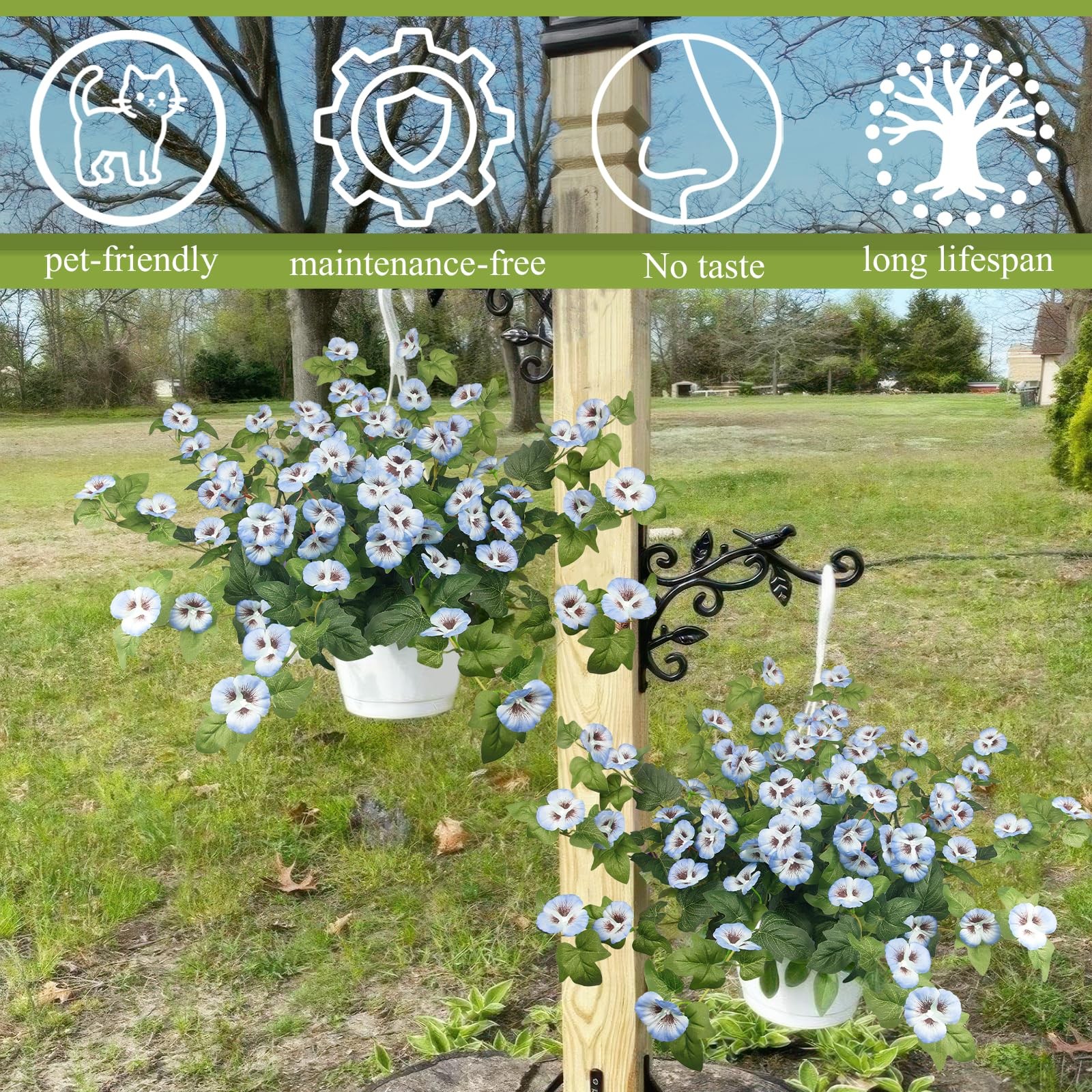 2 Pcs Artificial Fake Flowers for Outdoors Plants Spring Decoration UV Resist…