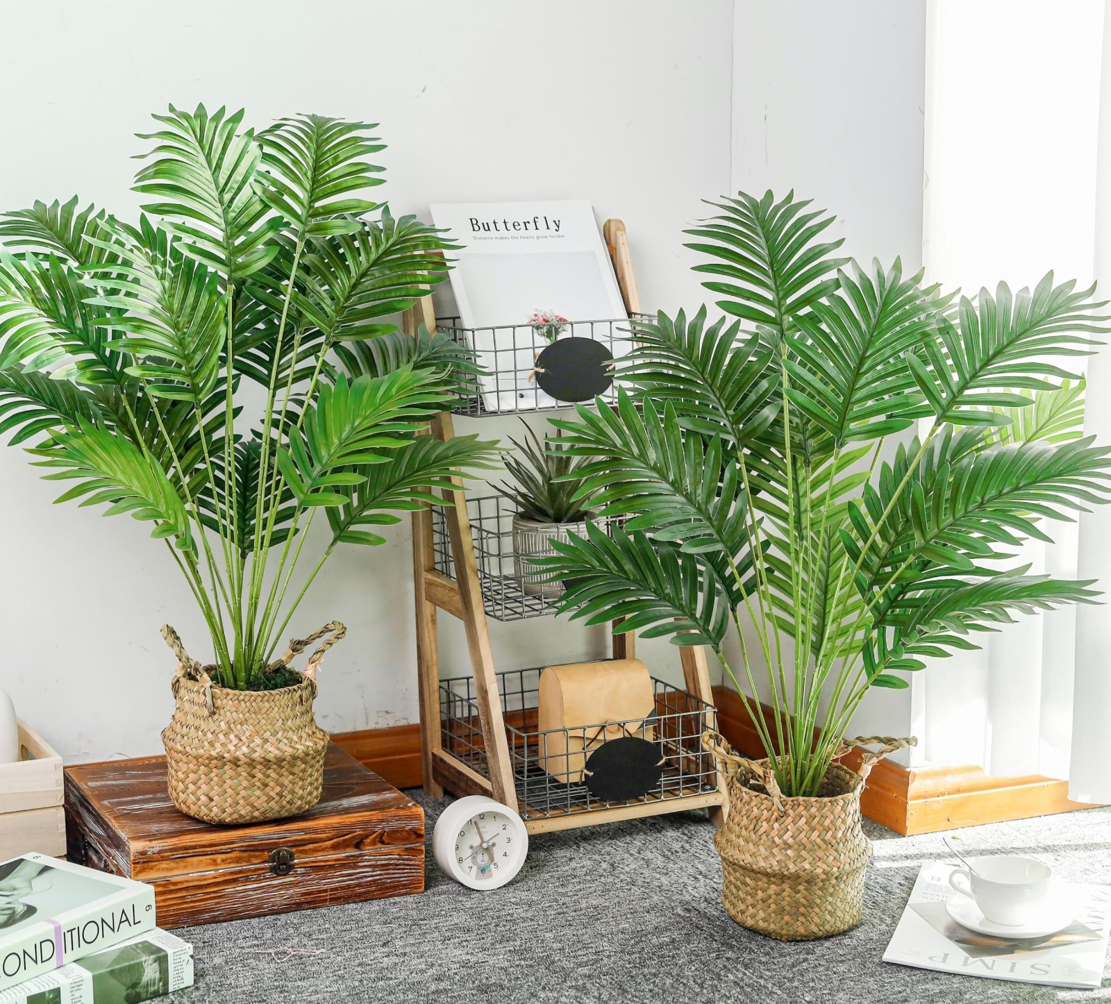 28″ Faux Areca Palm Tree – 2 Pcs Large Fake Potted Plant for Indoor/Outdoor Deco