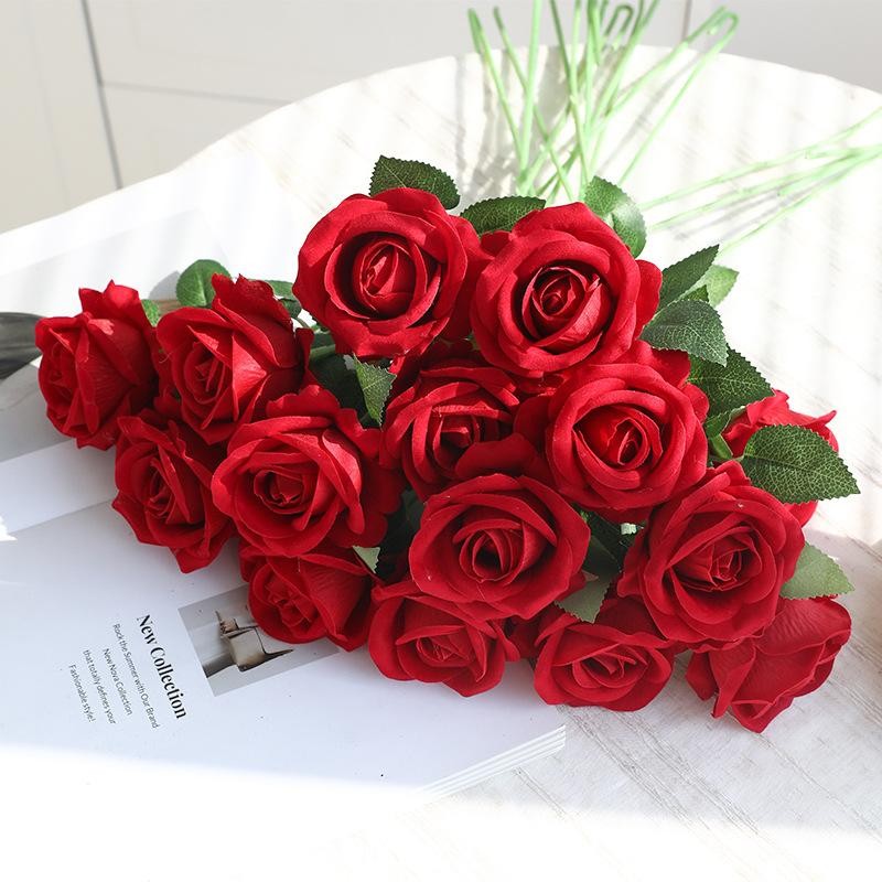 5pcs Rose Artificial Flowers Bouquet Silk Fake Flower for Home Decor Garden Wedd