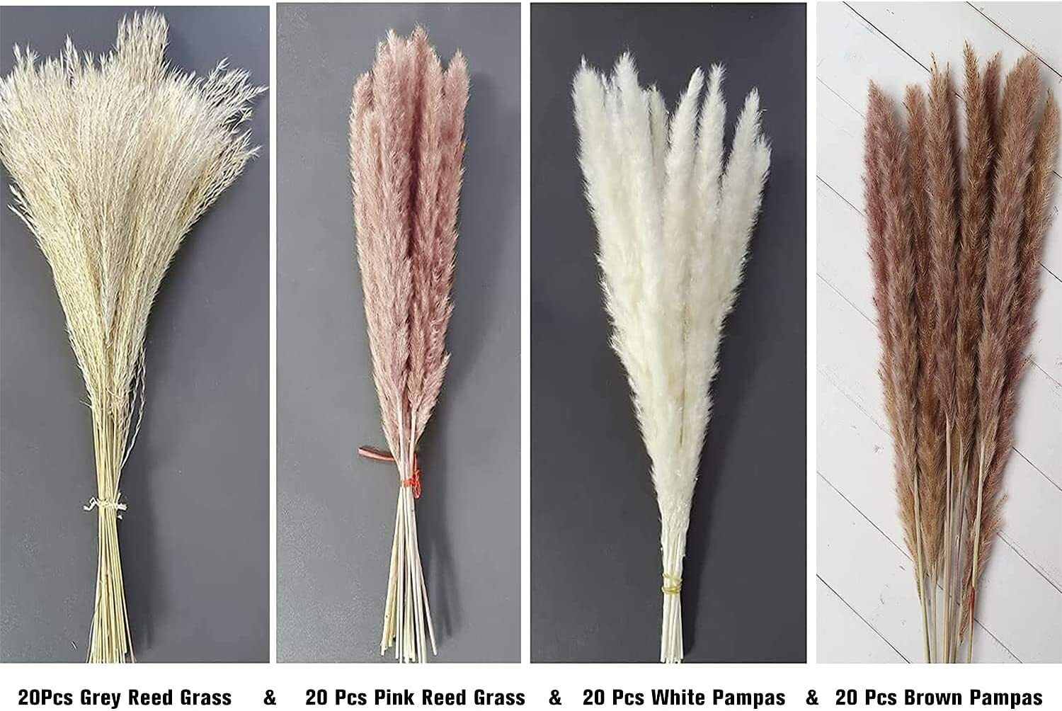 80Pcs Natural Dried Pampas Grass Reed Flower Bunch Xmas Wedding Valentines Gift