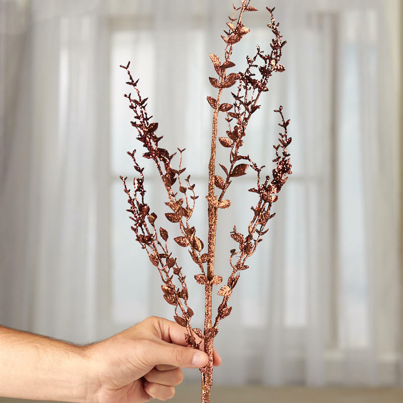 Factory Direct Craft Brown Glittered Artificial Leaf Sprays | 2 Sprays