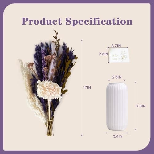 Natural Dried Pampas Grass Bouquet with Black Ceramic Vase, 17″ Color Scheme 3