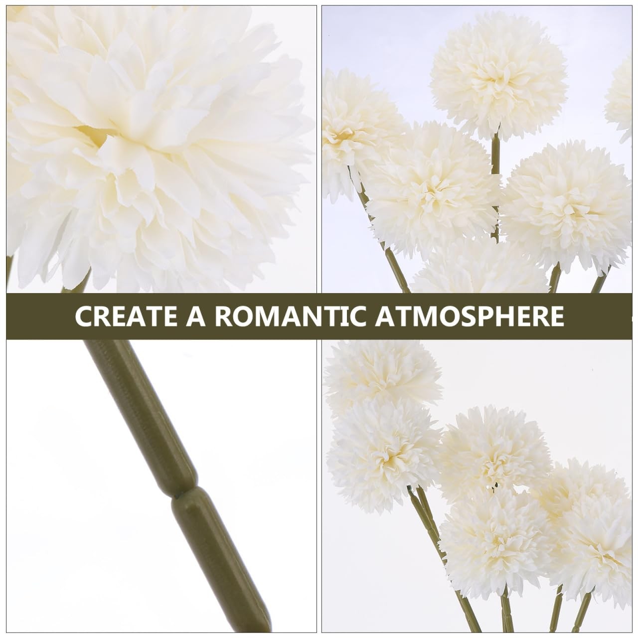 6ppcs Fake Dandelion Flowers and Hyacinth Faux Plastic Stems for Home Wedding…