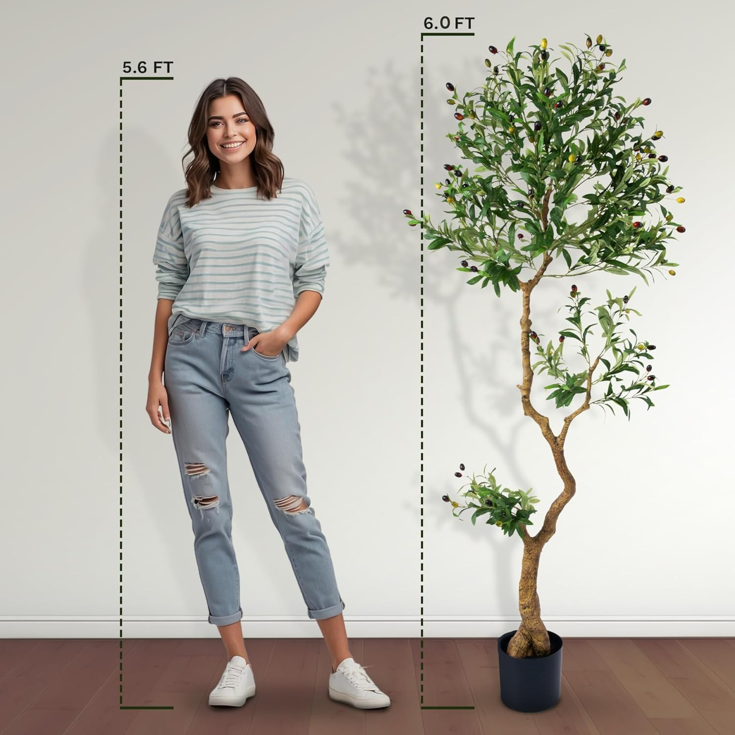 6ft Fake Olive Tree – Realistic Faux Plant for Home & Office Decor