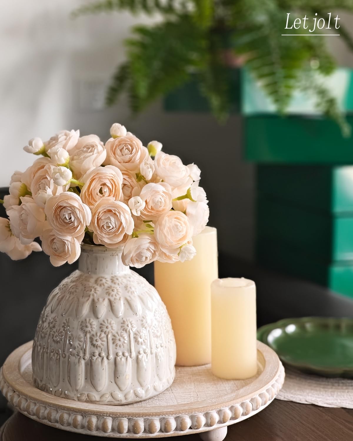 Artificial Ranunculus Flower Light Champagne Silk Flowers 18pcs