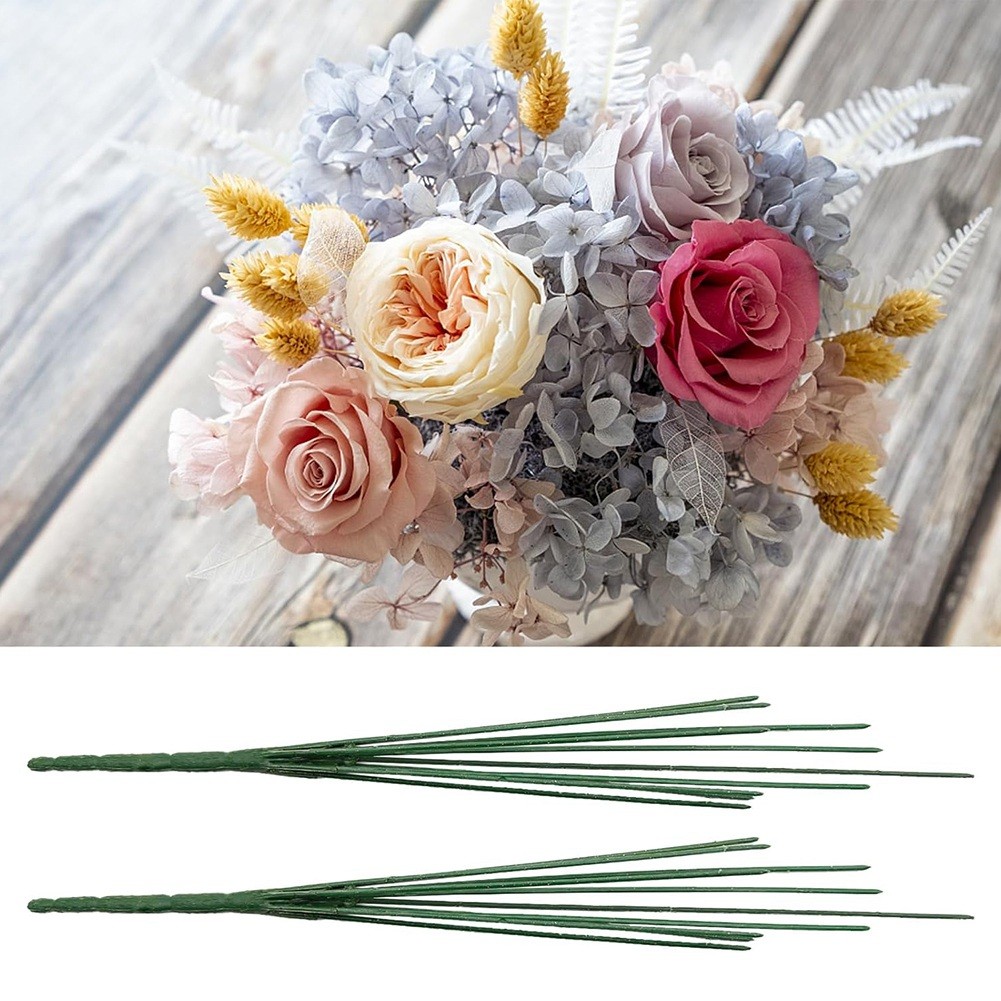 50Pcs 14 Inches Dark Green Floral Wire Stems Floral Wire for Plastic3949