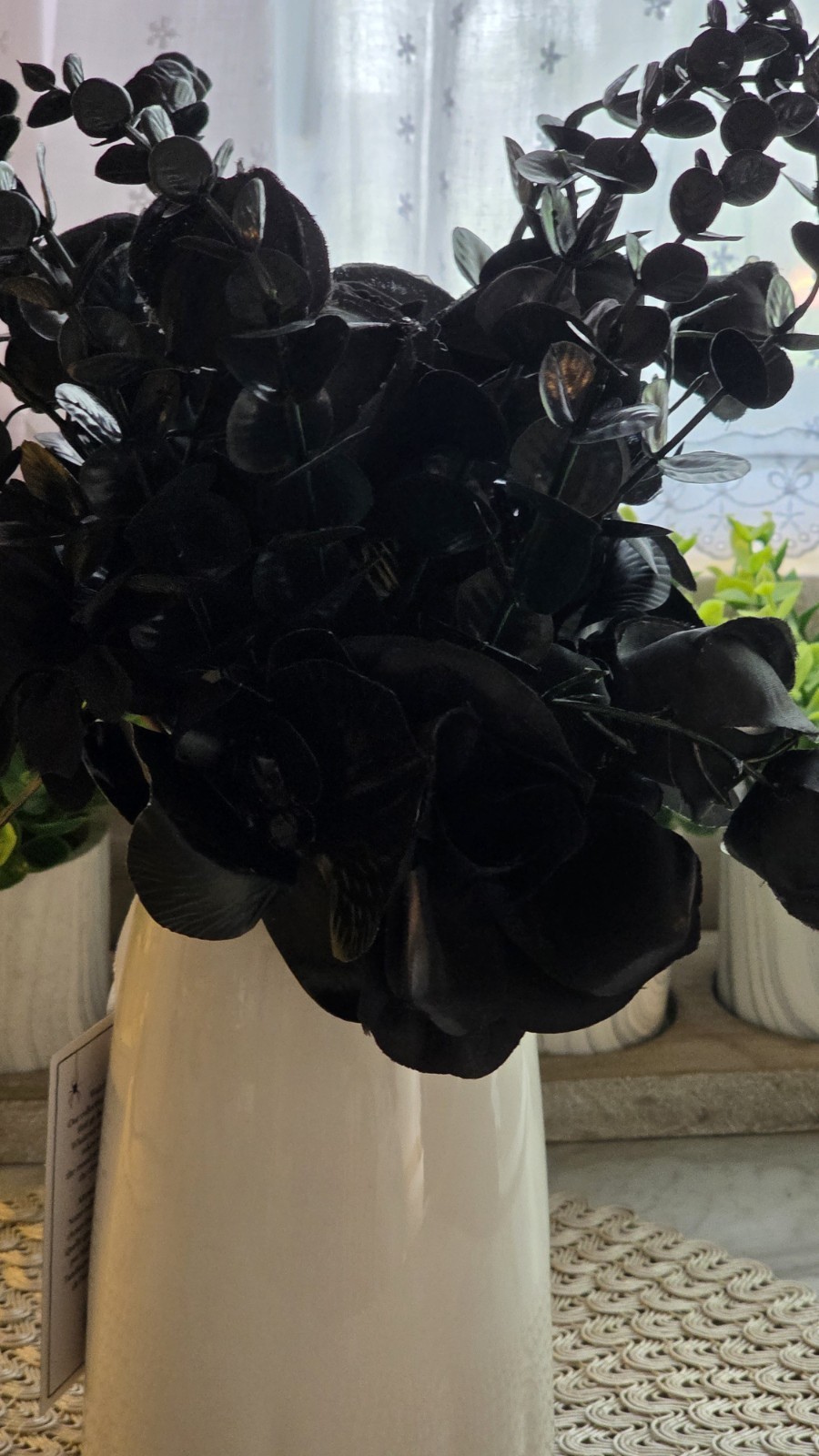 Martha Stewart Halloween Black Flower Floral Arrangement Ghost Vase